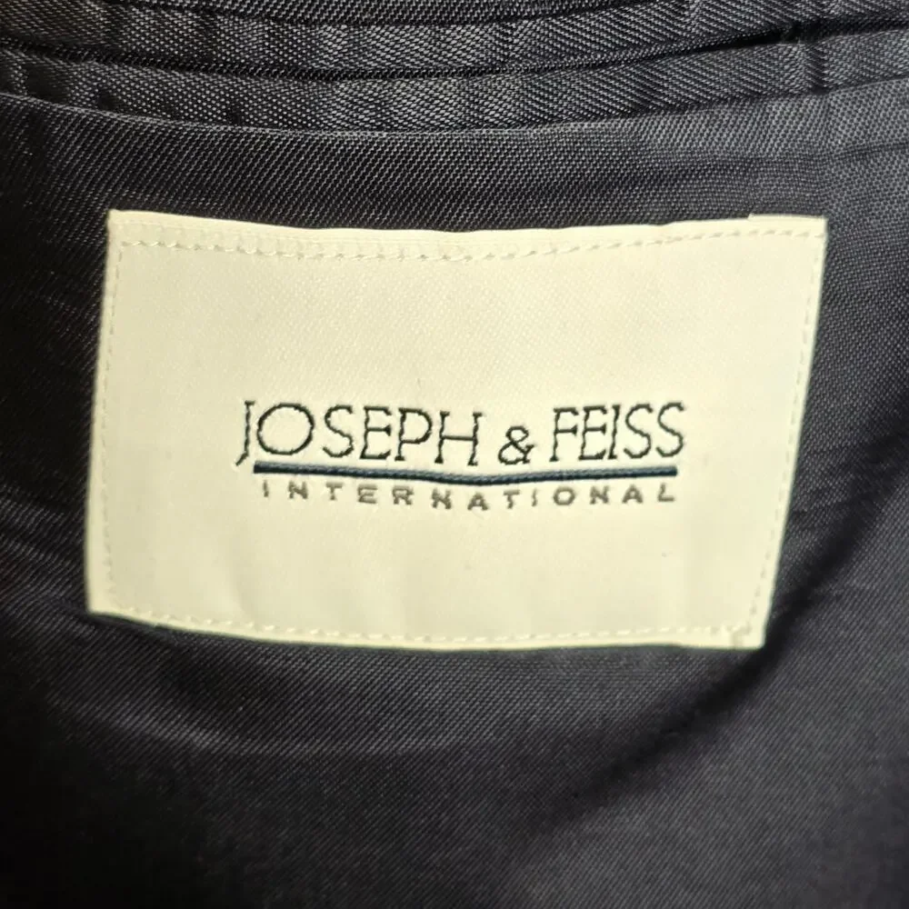 Joseph & Feiss Mens 44S 100% Worsted Wool Blazer Suit Jacket Navy Blue Preppy
